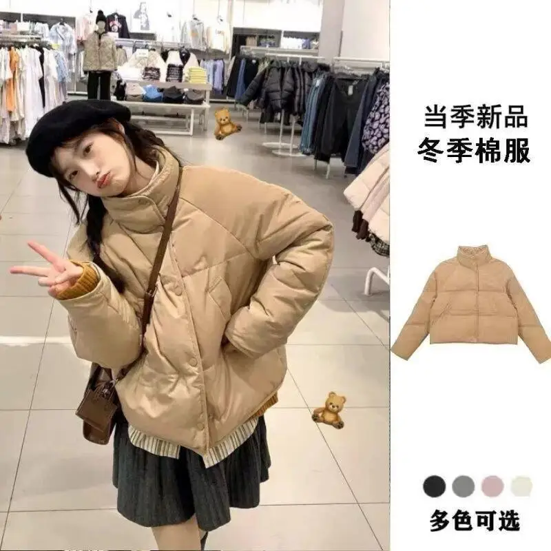 فتاة الشتاء سترة مبطنة بالقطن رشاقته قصيرة نمط الوقوف طوق القطن وسادة مبطنة معطف الموضة فضفاضة تنوعا الدوبامين الساخن