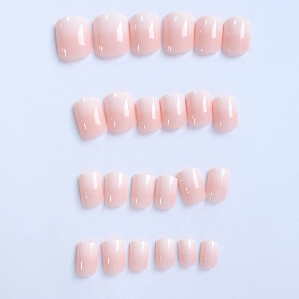 ARTAUG 24PCS Short Press On Nails Square Pink High saturation Nails Press On Nails Summer Nails Fingertip French trim