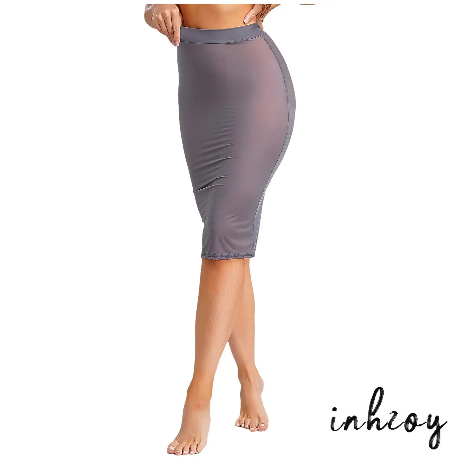 

Womens See Through Tight Bodycon Skirt High Waist Ultra-thin Pencil Skirt Midi Skirt Lingerie Nightwear for Dating Anniversary
