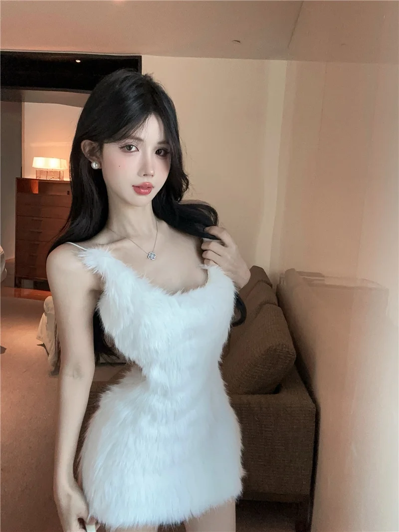 

White Soft Gentle Strapl Dr Women's Pure Color Sexy Bal Waist-Cinching Bodycon Gown V-ne Long Sve ort Dr