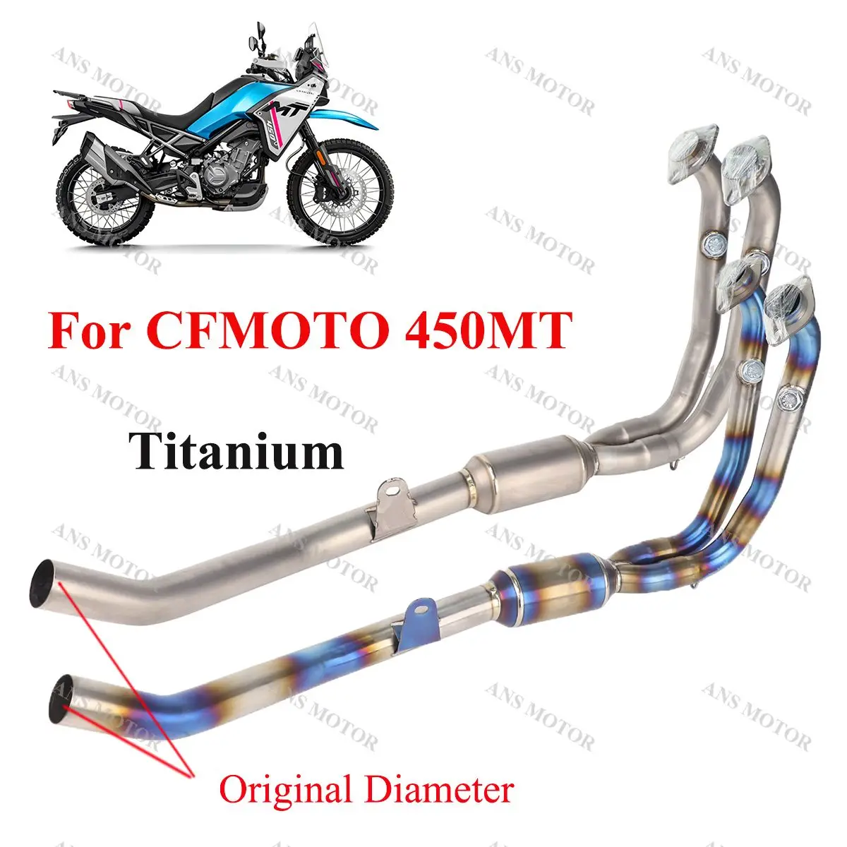 Slip On For CFMOTO 450MT 2024 Modify Motorcycle Exhaust 450MT Exhaust Escape Front Link Pipe Titanium Original Connector