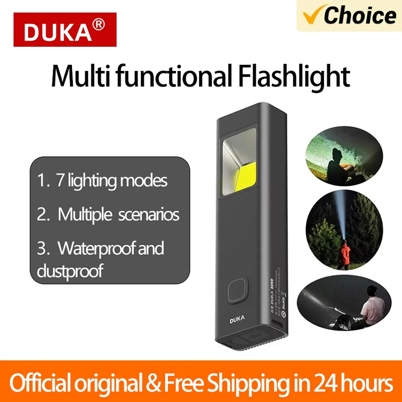 2024 DUKA ATuMan FL1 Multi-Functional Flashlight Electric Torch Portable Camping Torch Outdoor 7-speed Lighting Mode