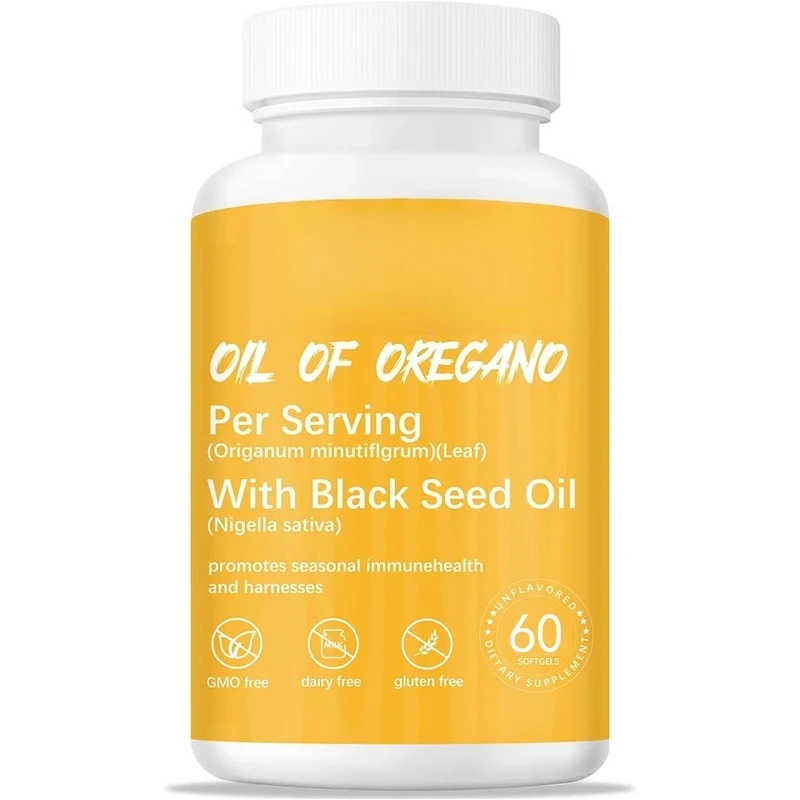 

Мягкое капсульное масло Niuzhi, разработанное черным семянным маслом 200 мг, поддержка иммунитета и пищеварительные добавки, 60 мягких капсул