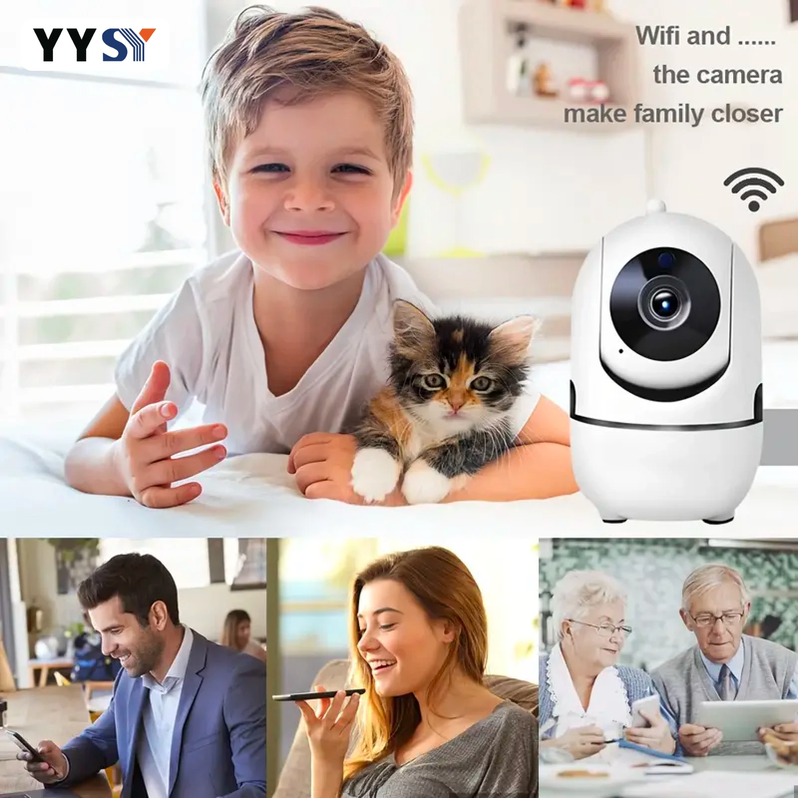 HD Home security cameras, indoor security cameras APP supportnight vision, 2.4G Wi-Fi，2-Way Talk, Motion Alert, Push message-USB