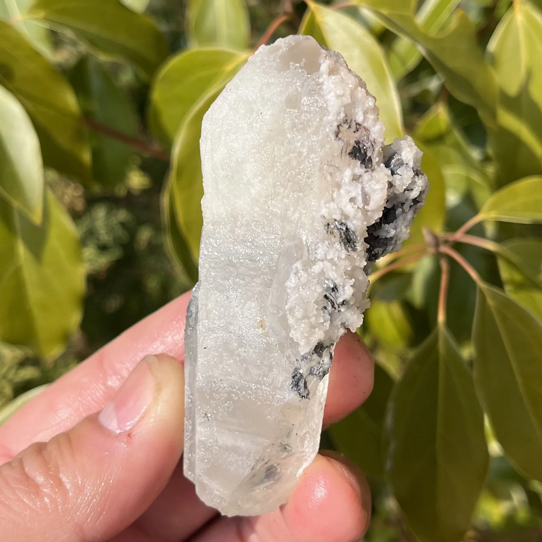 Natural mirror iron ore crystal and calcite symbiotic crystal cluster specimen Feng Shui energy healing stone home decoration