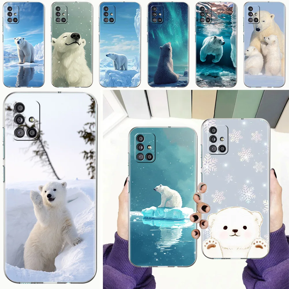 Phone Case For Samsung A15 A13 A35 A55 A51 A71 A41 A31 A21S A03S A05 A17 A23 A25 A33 A53 A73 5G A07 4G Clear Cover polar bear