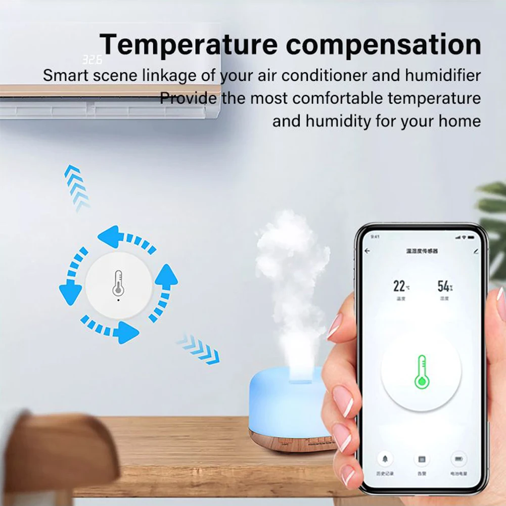 Wireless Temperature And Humidity Sensor Indoor Thermometer Hygrometer Battery Powered Home App Voice Control Works