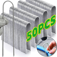 10/50Pcs U-shaped Fixing Garden Stakes Securing Spikes Landscape Pegs for Lawns Barrier Fabric Irrigation Tubing Weed 10/15cm