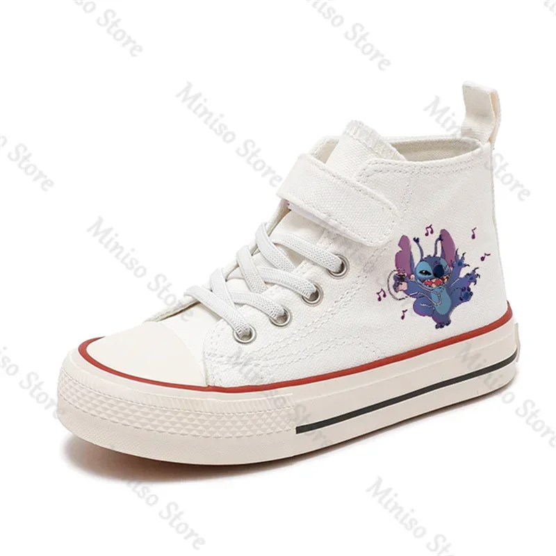 Ragazza Kid Canvas Boys scarpe sportive Lilo Stitch Girl High-top Disney Casual Cartoon comfort Shoes bambini stampa ragazzi scarpe da Tennis