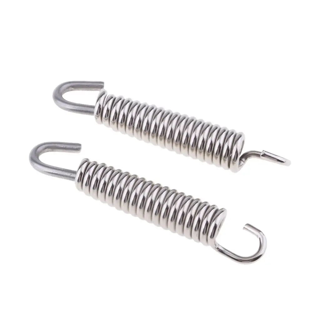 2Pcs 65mm Motorcycle Stainless Steel Exhaust Pipe Muffler Spring Hook