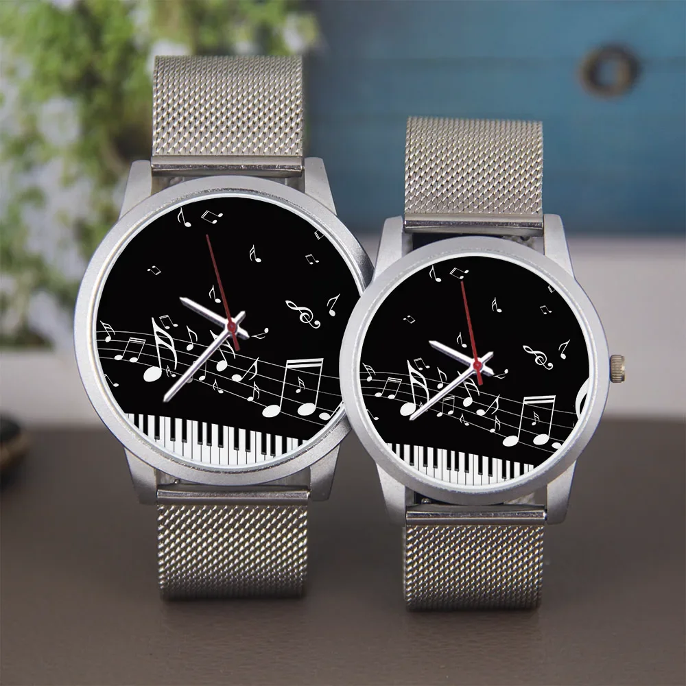 Custom 45/38 mm Black Man Colok Piano Keys Musical Note Rose Gold Watches Souvenir Silver Belt Universal for Men and Women Gift