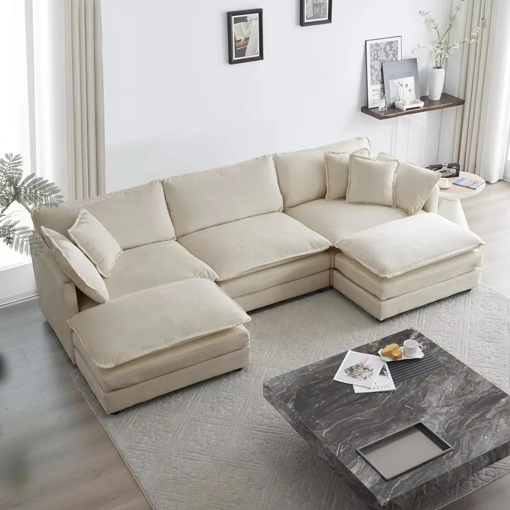 111.5“ Oversized Modular Sectional Sofa, Comfy Cloud Couch, Modern Chenille Large U Shaped Couch, Deep Seat Couch