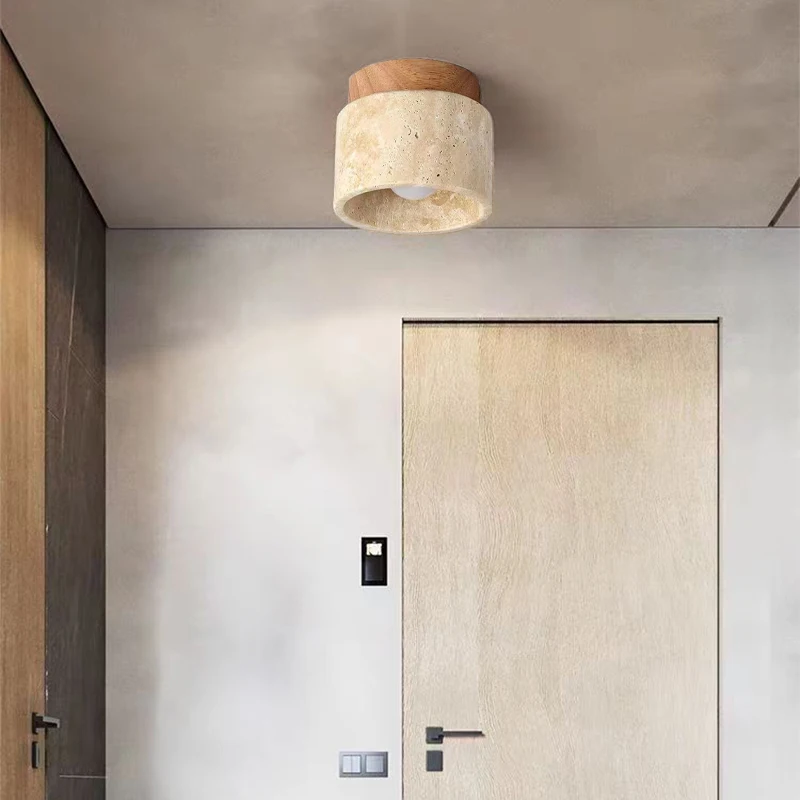 Yellow cave stone ceiling light, corridor light, entrance foyer, medieval wabi-sabi cream style entrance LED ceiling light