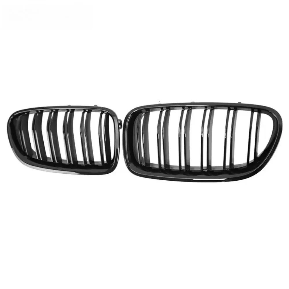 Upper Racing Grilles For BMW 5-Series F10 F11 F18 2010-2017 528i 535i Front Bumper Dual Slats Grills Silver Diamonds Style