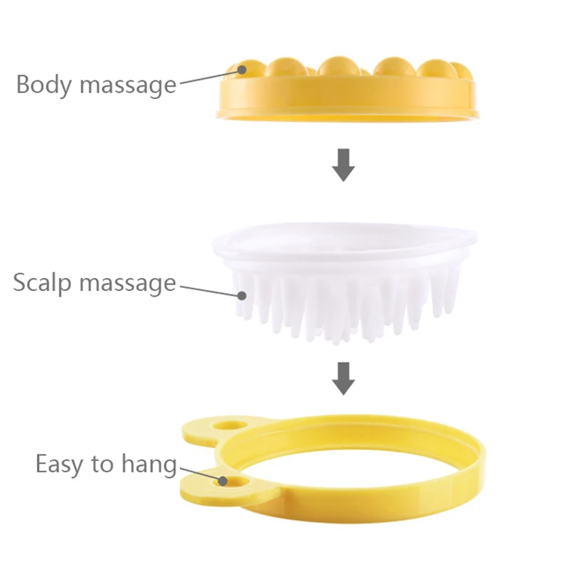 Peigne en silicone pour cuir chevelu et massage corporel, brosse à shampoing, brosse à dents douce, facile à accrocher, outils de soins capillaires, usages multiples