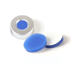 Septa en Silicone blanc PTFE/bleu, capuchon à sertir de 20mm x 3mmAluminum, trou central de 10mm pour flacon de 20ml 100 pièces 20x3mm joint