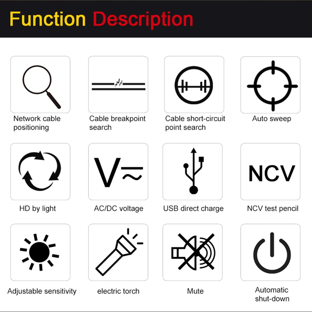 NOYAFA NF-826 Wire Tracker Wall Underground Cable Locator Fuse Switch Short Circuit Breaker Fault Finder Pipeline Wire Detector