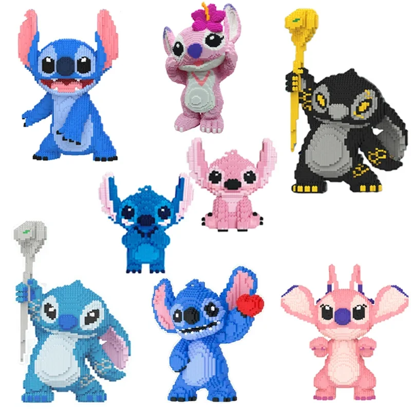 

Funny Stitch Connection Building Block Lilo and Guitar Stitch Angel DIY Model Figure Assembled Brick Toy for Home Decor