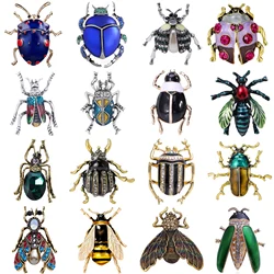 Enamel Bee Brooches for Women Rhinestone Beetle Pins Insect Lapel Pins Banquet Party Backpack Gifts Jewelry Accessories