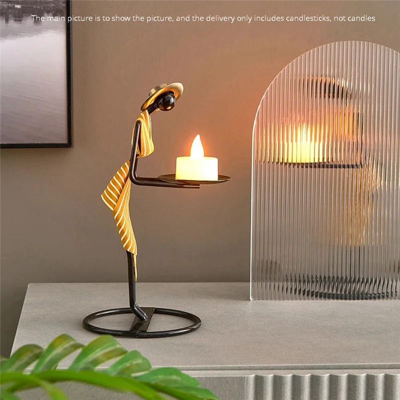 

Vintage Iron Candlestick Decoration Nordic Light Luxury Candlelight Dinner Romantic Small Decoration