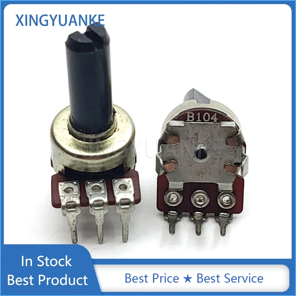 5PCS 121 Type Potentiometer B10K B50K B100K Single Vertical 3-Pin Audio Volume Adjustment Switch 10K 50K 100K Half Shaft 15MM