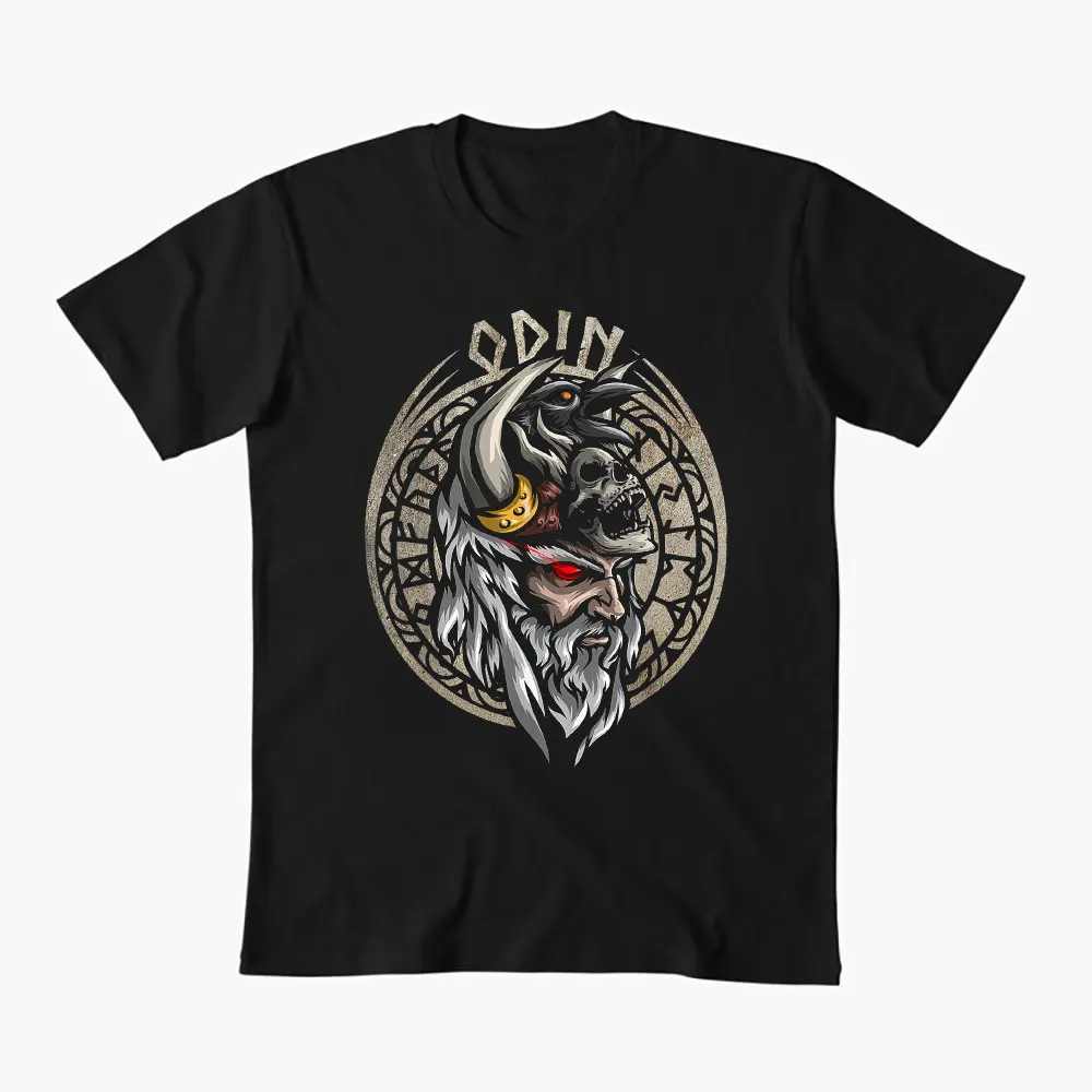 

Odin Norse Mythology Valhalla Viking Raven Nordic 0414 Nordic Gift T-Shirt Viking Runes Norse Myths Graphic clothes All size Top