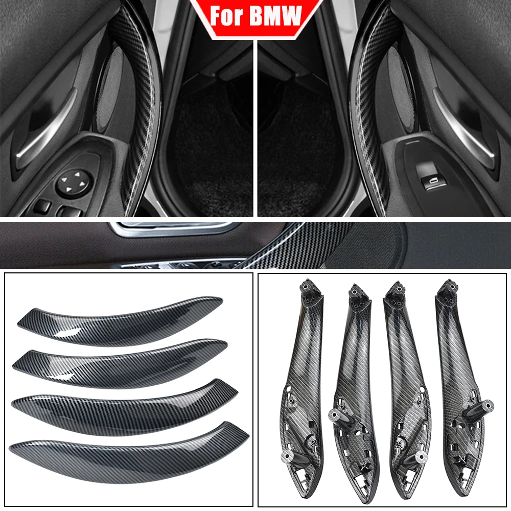 Interior Door Carbon Fiber Color Pull Handle Inside Trim For BMW 3 4 Series F30 F31 F32 F33 F34 F35 F36 F80 F82 F83 2013-2018