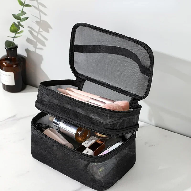 Malla transparente para mujer, ideal para cosméticos, maquillaje y artículos de tocador, kit para viajes, éxito en ventas, bolsa organizadora de maquillaje