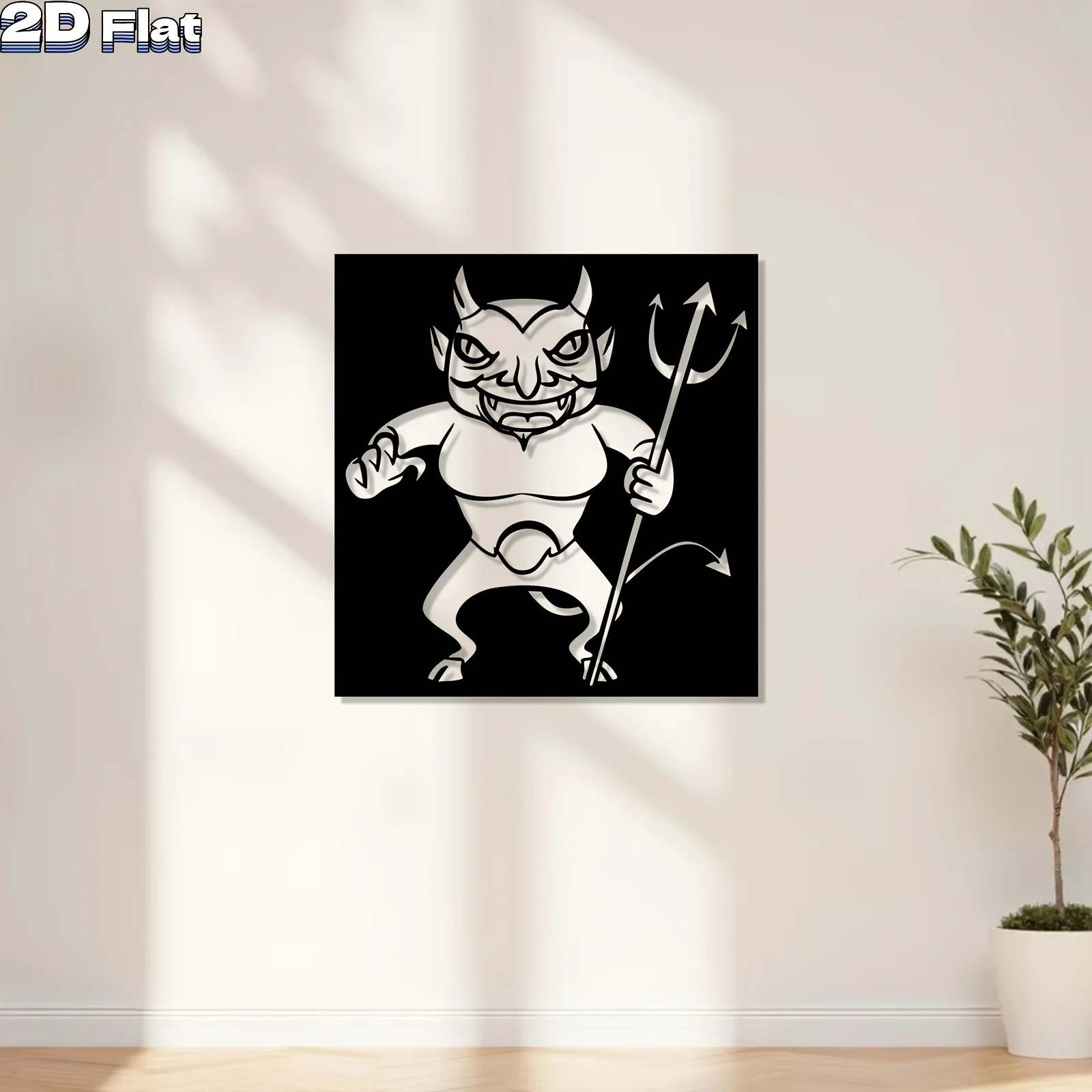 Fiery Devil Statue Mural, Rust-Resistant Iron Wall Art, Living Room Wall Garden Fence Indoor Outdoor Decor Gift