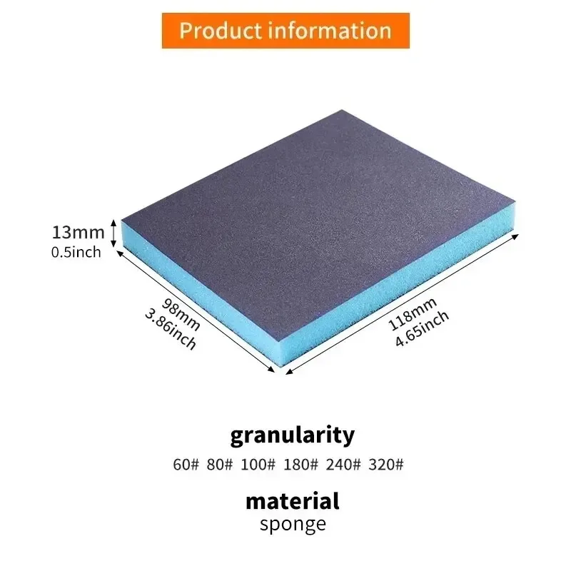 6pcs Grit Sanding Sponge Washable and Reusable Wet Dry Sanding Blocks for Metal Wood Polishing Abrasive Tool