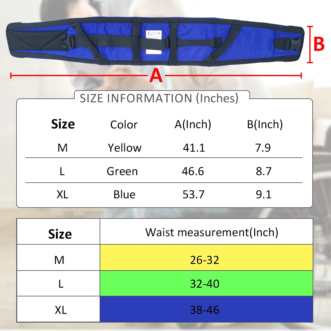 

﻿ Ehucon Waist Belt for Walking Support,Gait Belt with Padded Handles Carrying Belt for Elderly Physical Therapy