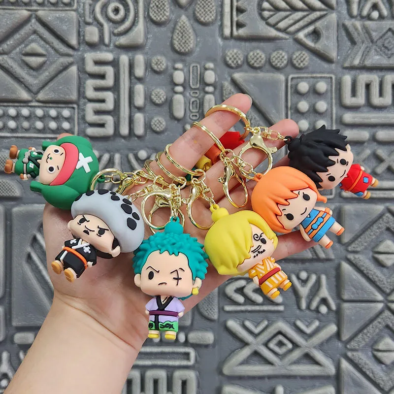 Cartoon Monkey D. Luffy Nami Silicone Doll Keychain Cute Car Keychain Student School Bag Pendant Ornament Gift