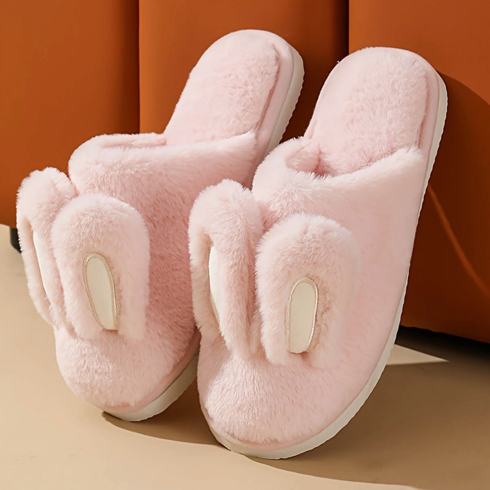 Slippers for Women Indoor Couples House Fluffy Casual Thick Warm Slippers Ladies Home Flats Large Size Round Toe Cotton Slippers