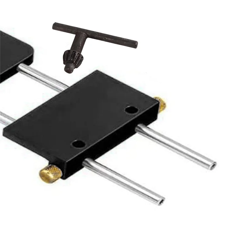 AEE6-Guia per trapano per la lavorazione del legno, guida per trapano per la lavorazione del legno Modello di perforazione regolabile in plastica Localizzatore di punzoni per fai da te (Nero)