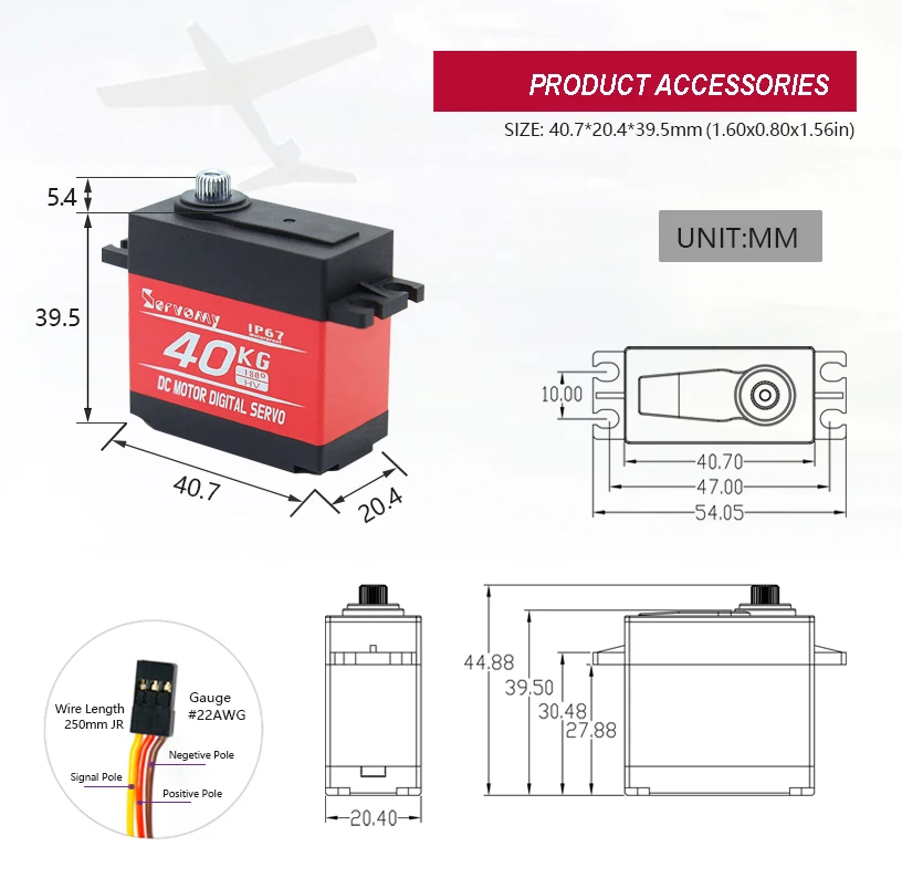 SERVOMY SDS6301 40KG 8.4V デジタルサーボ IP67 防水メタルギア＆アーム 180 °   MG996R RC カーロボット用 RC サーボモーター交換品