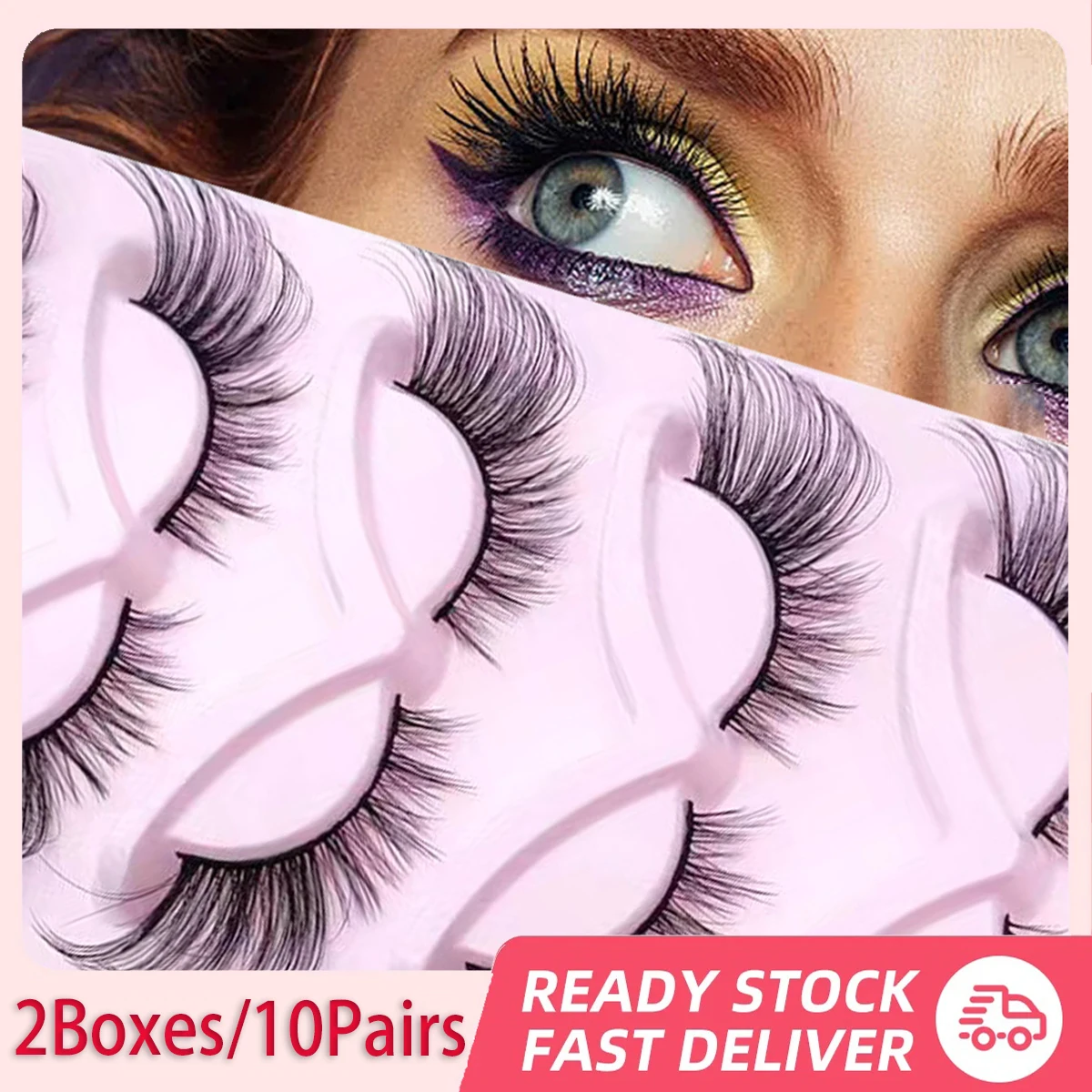 2Boxes/10Pairs 3D False Eyelashes Cat Eyelash Natural Fake Lashes Wispy Makeup Fake lashes