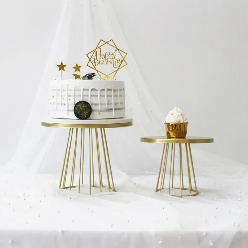 20/25cm Metal Cake Stand Wedding Gold Dessert Display Plate Birthday Party Events Decoration Food Cupcake Stands Cakes Tray