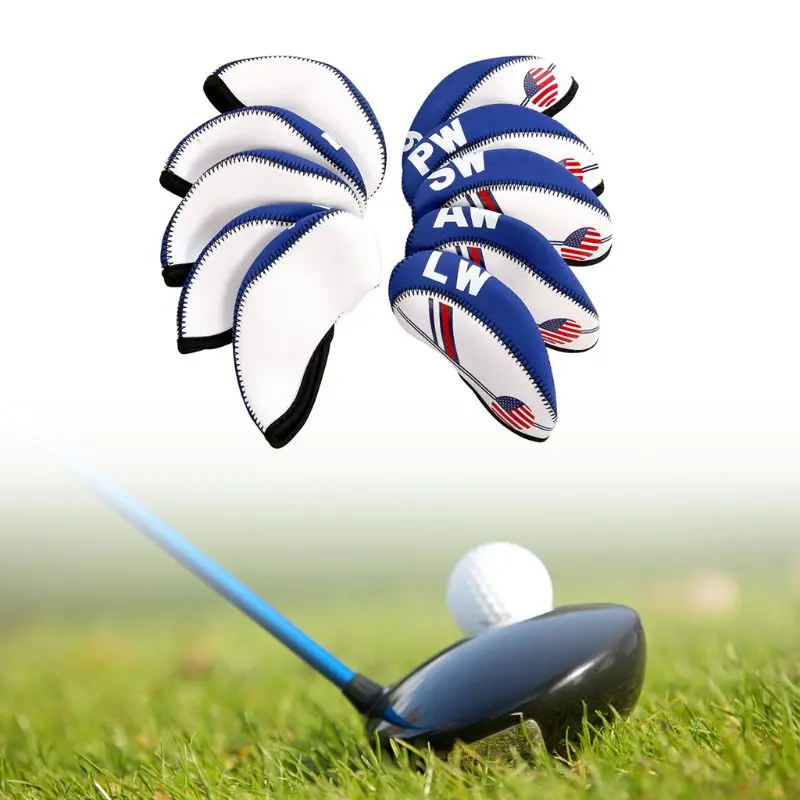 10 Pcs/Set Portable Sport Neoprene Golf Club for Head Cover Iron Protective Headcovers for Case Protector