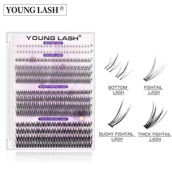 YOUNG LASH DIY Cluster Lashes Mixed Packaging Lower Eyelashes Fishtail Dovetail Eyelashes Premade Volume Fans Lashes Kit