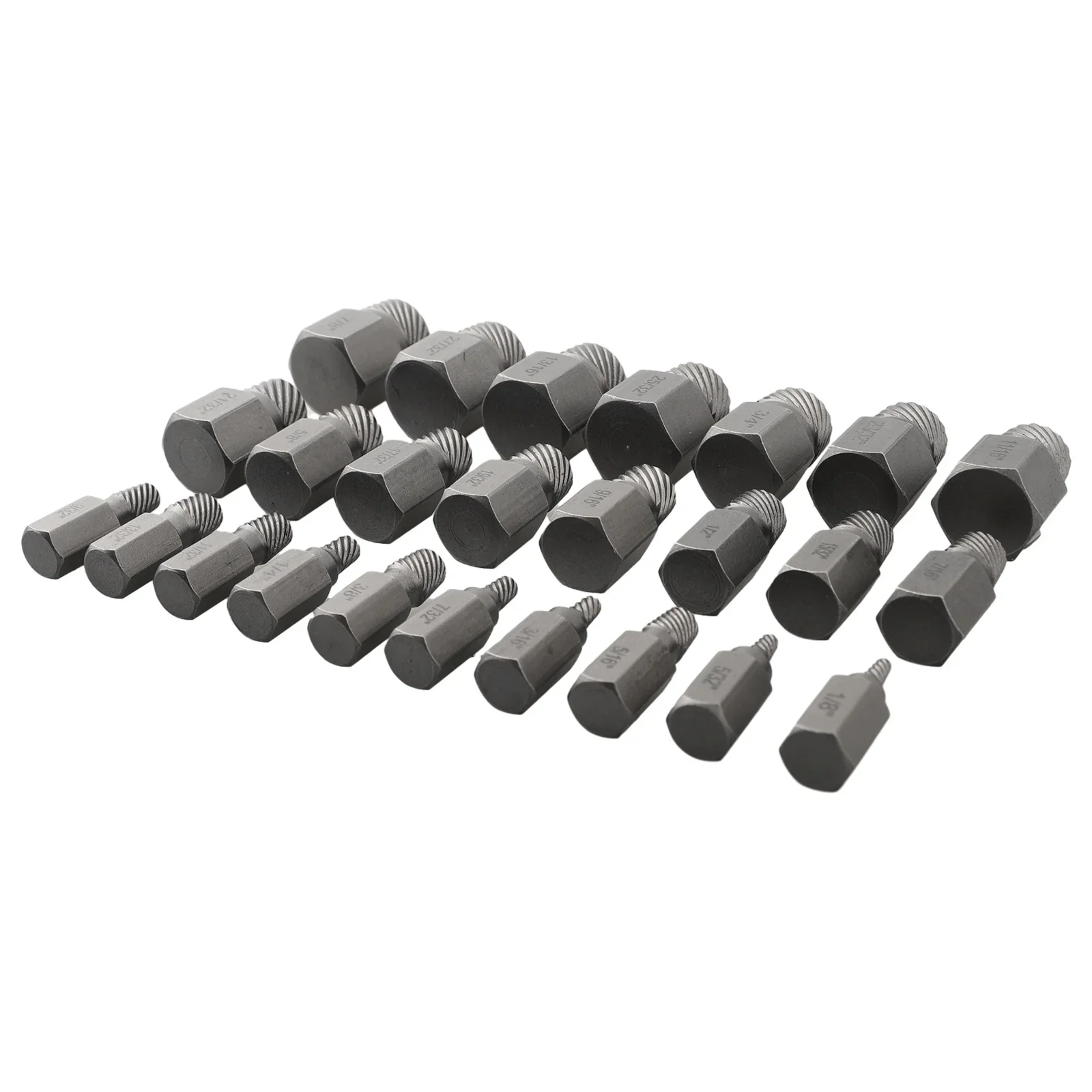 Each Screw And Bolt Extractor Is Marked With Specifications Hex Screw Extractor Teeth Power Tools Feature Rounded Model