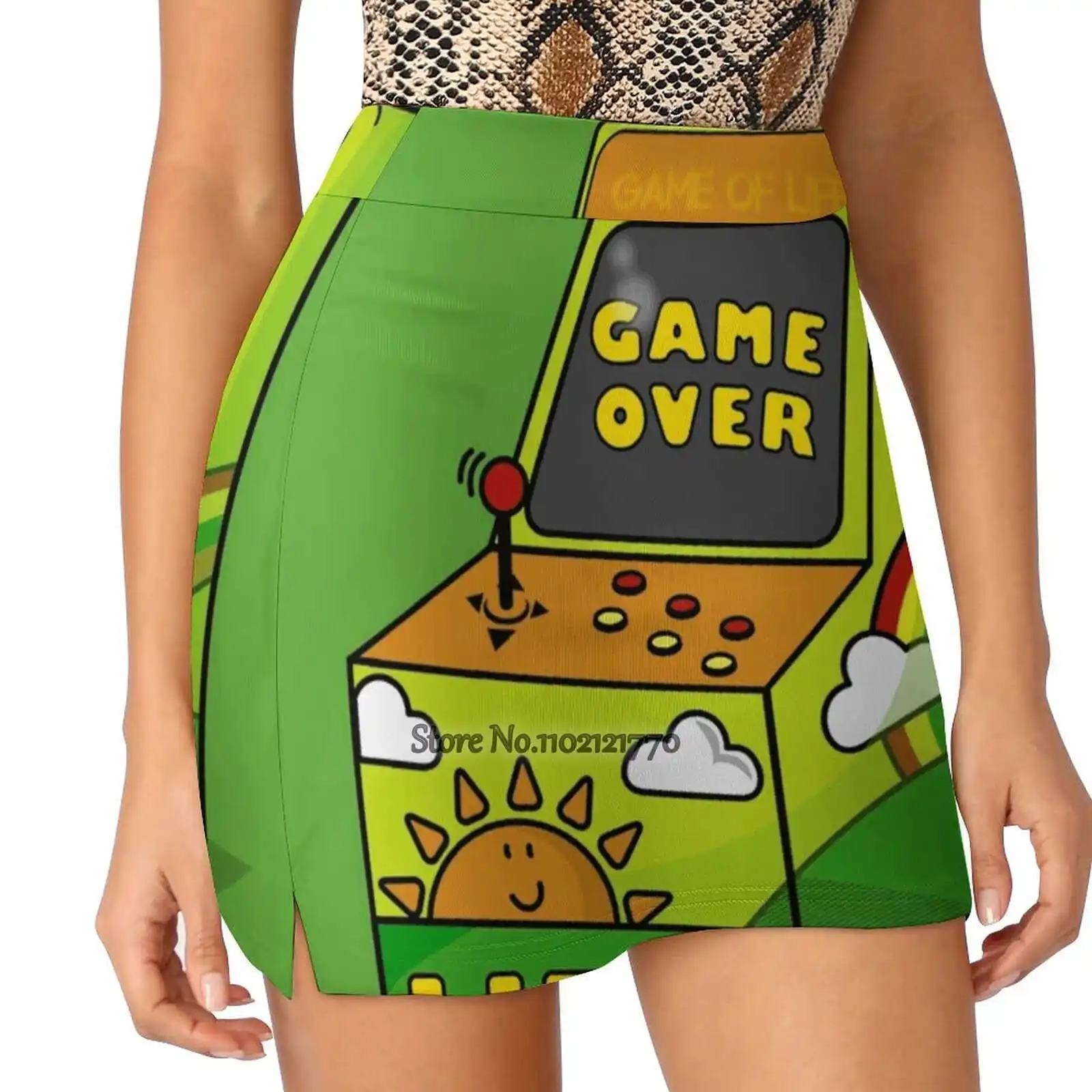 Life Its Not A Game Women'S Summer Fake Two Piece Skirts Casual Sports Beach Skirt Girl Skorts Afterlife Arcade Cloud Death