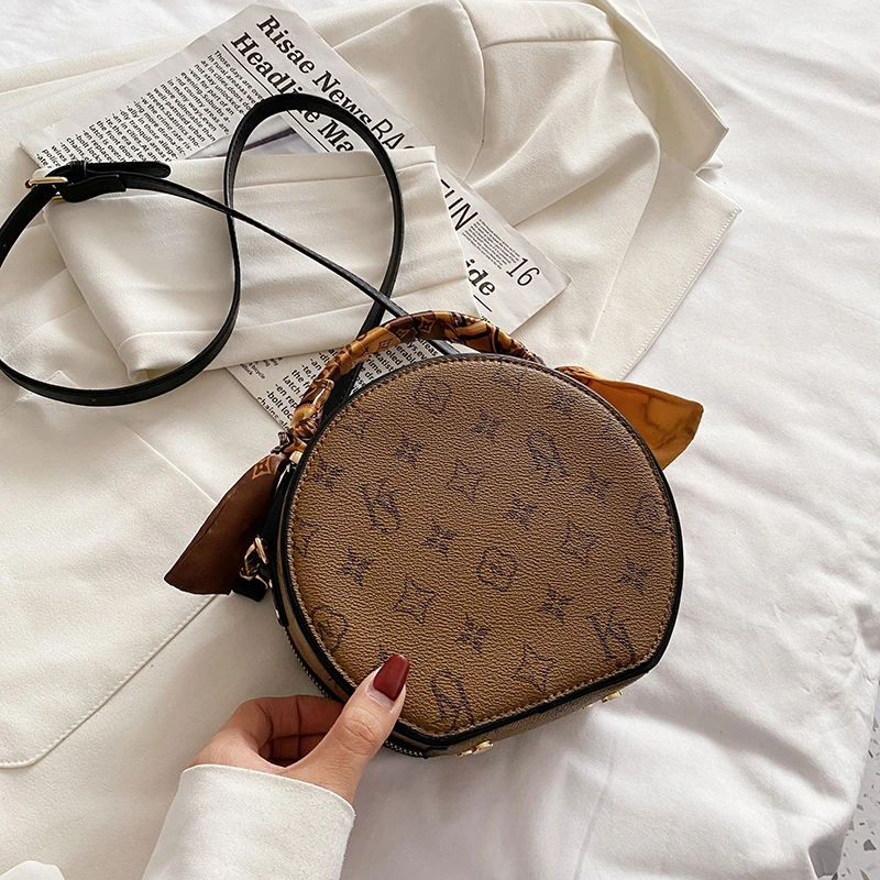 Bolso de lujo con estampado Vintage para mujer, bandolera pequeña y redonda de seda con diseño de flores antiguas, novedad de 2023