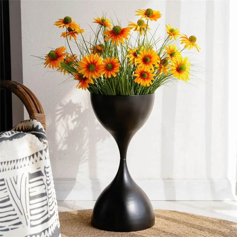 AEE2-Wrought Iron Flower Stands And Flower Pots Light Luxury Floor-Standing High-Foot Flower Vases Soft Furnishings