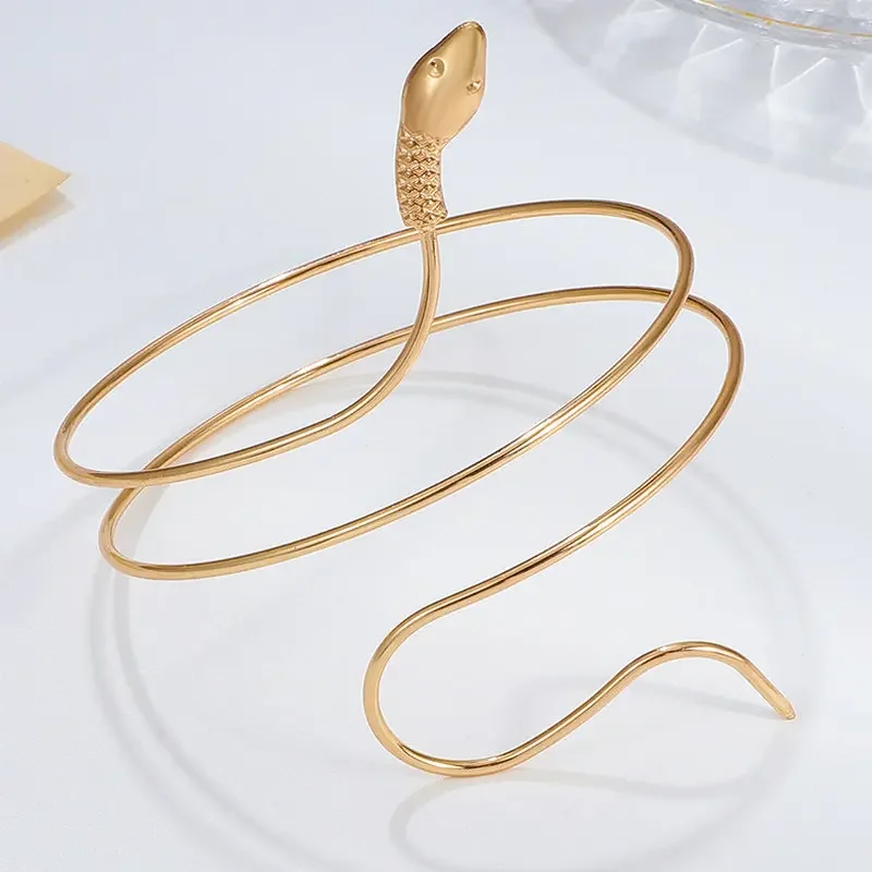 New Fashion Punk Coiled Snake Bracelets Vintage Wristband Bracelets for Women Spiral Upper Arm Cuff Armlet Armband Bangle