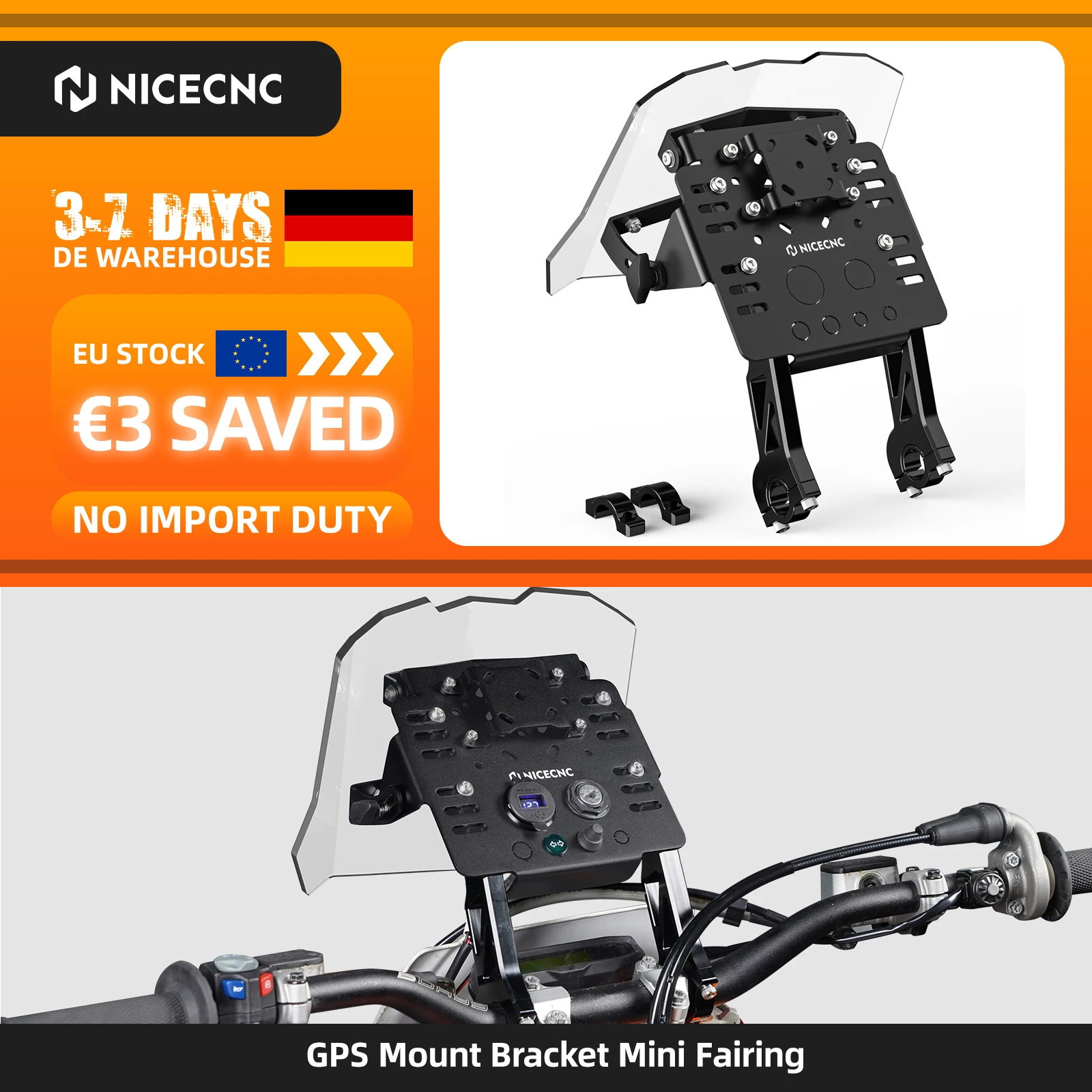 (Stock UE) Support de fixation GPS pour KTM EXC 300, kit mini carénage pour Husqvarna, Honda, Beta, GasGas, Yamaha, Suzuki, Kawasaki, Sherco