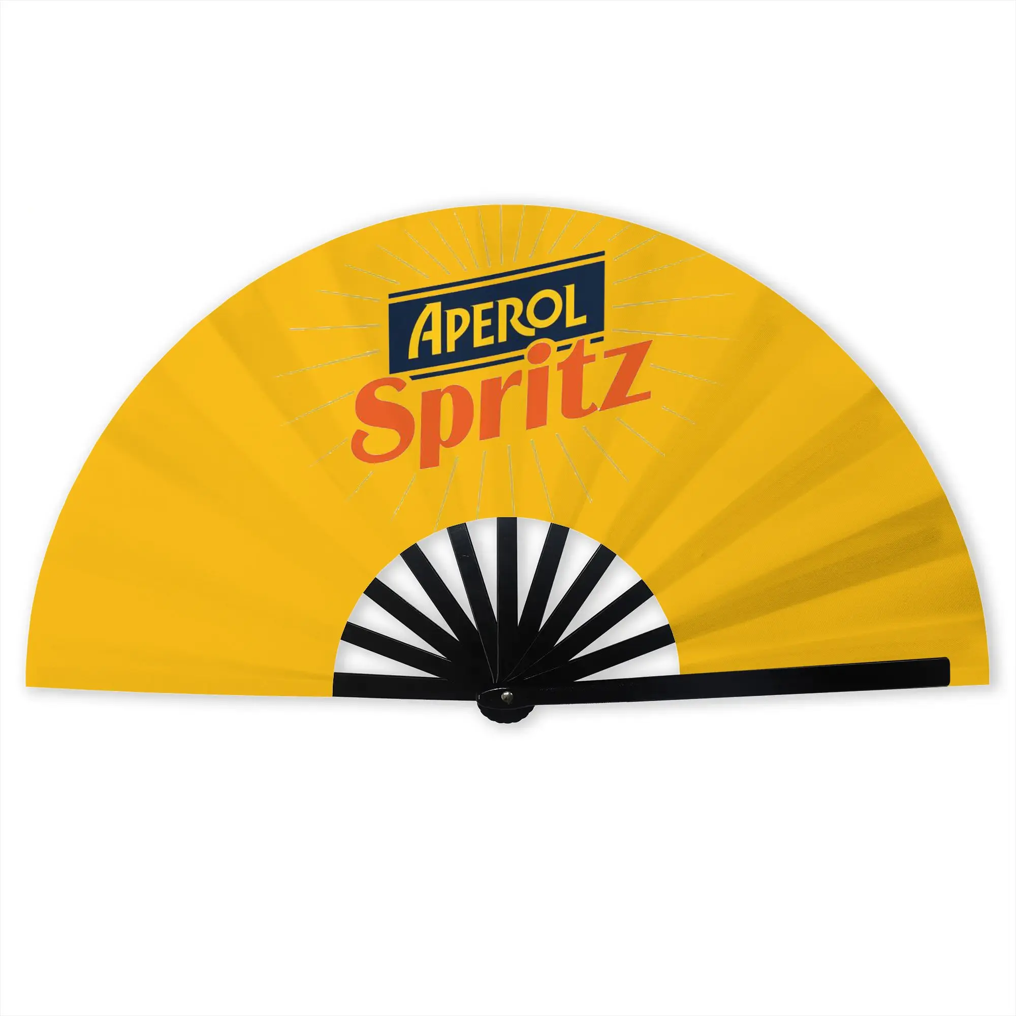 A-Aperols Spritz Stilvoller Handfächer für Damen, bedruckter Polyester-Fächer, trendiges Kostüm-Accessoire, faltbare Fächer zum Tanzen, Geschenk
