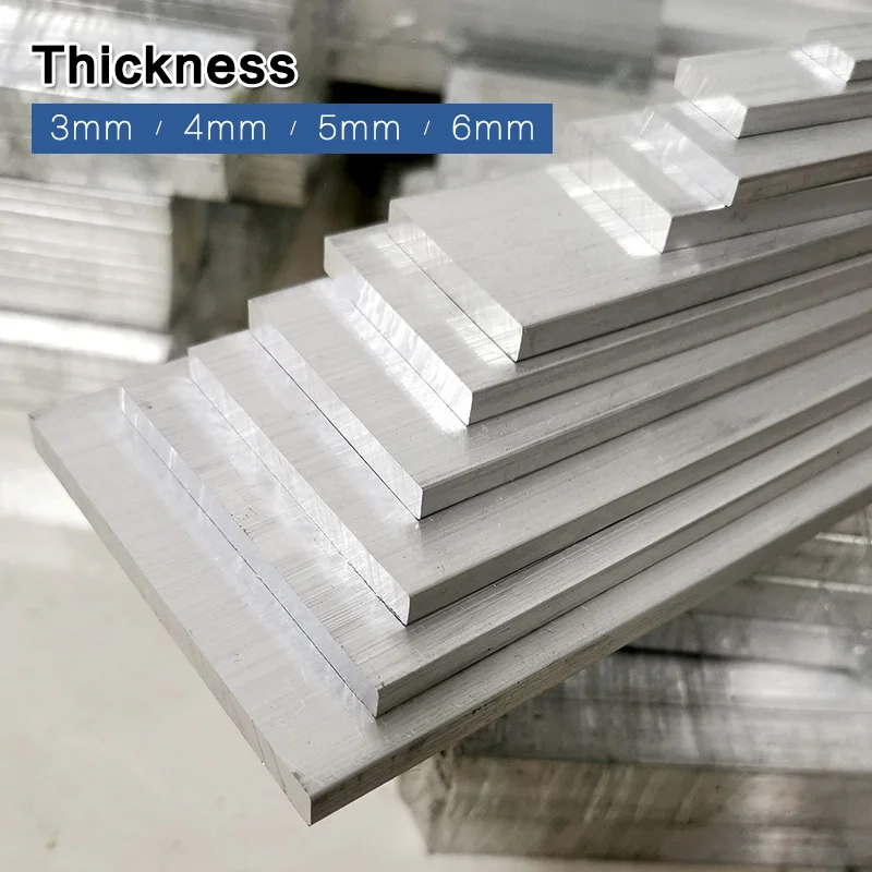 

Thickness 3mm 4mm 5mm 6mm 6061 Aluminum Alloy Flat Bar Width 10mm 20mm 25mm 30mm 40mm 50mm 60mm 100 mm Length 100mm 150mm 200mm