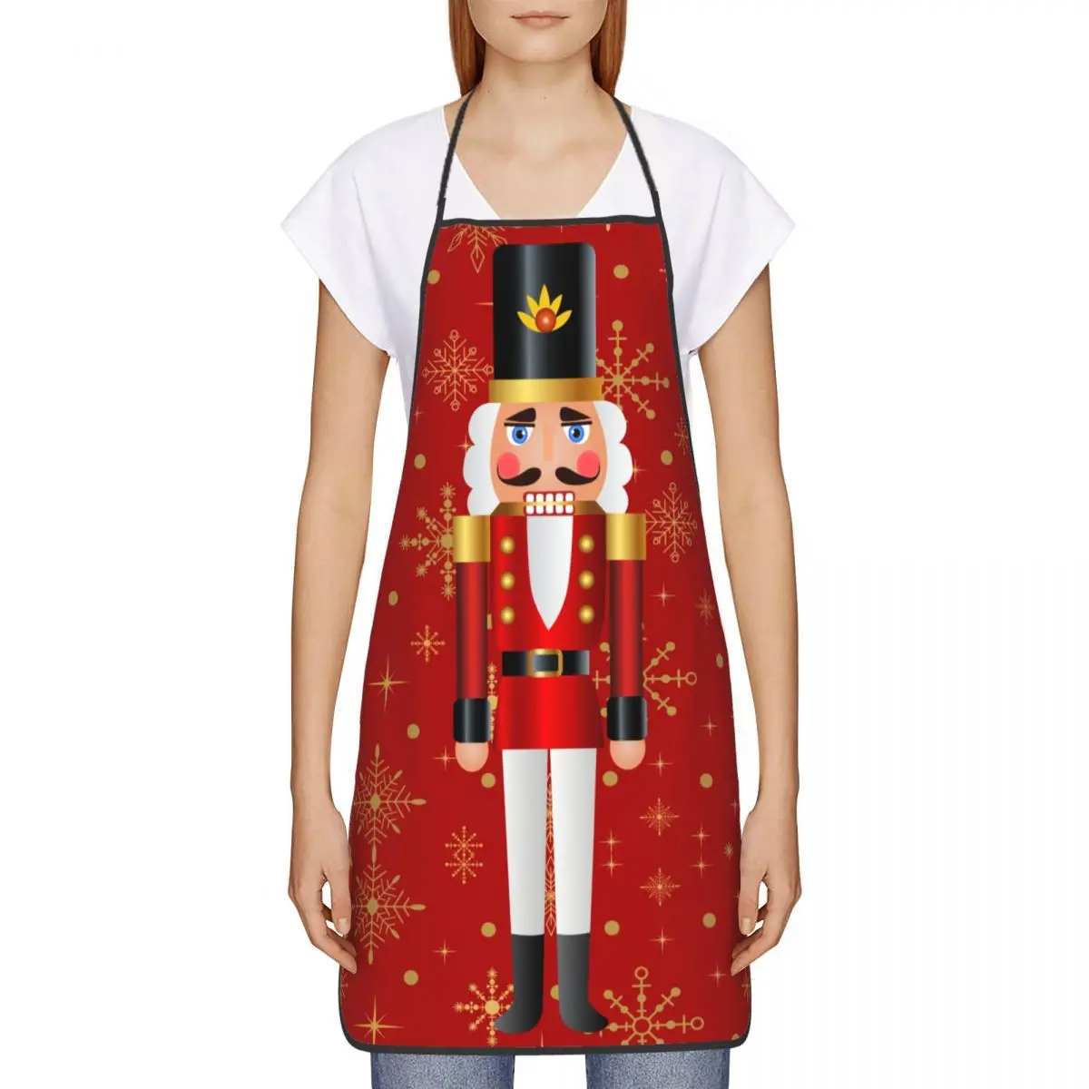 Custom Bib Christmas Nutcracker Toy Soldier Aprons Men Women Unisex Adult Chef Kitchen Cooking Cartoon Tablier Cuisine Gardening