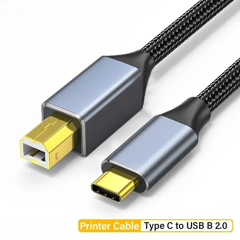 USB C to USB B 2.0 Printer Cable Electronic Organ Cable Type C USB B for Computer Laptop Phone to Fax Machine Scanner Universal