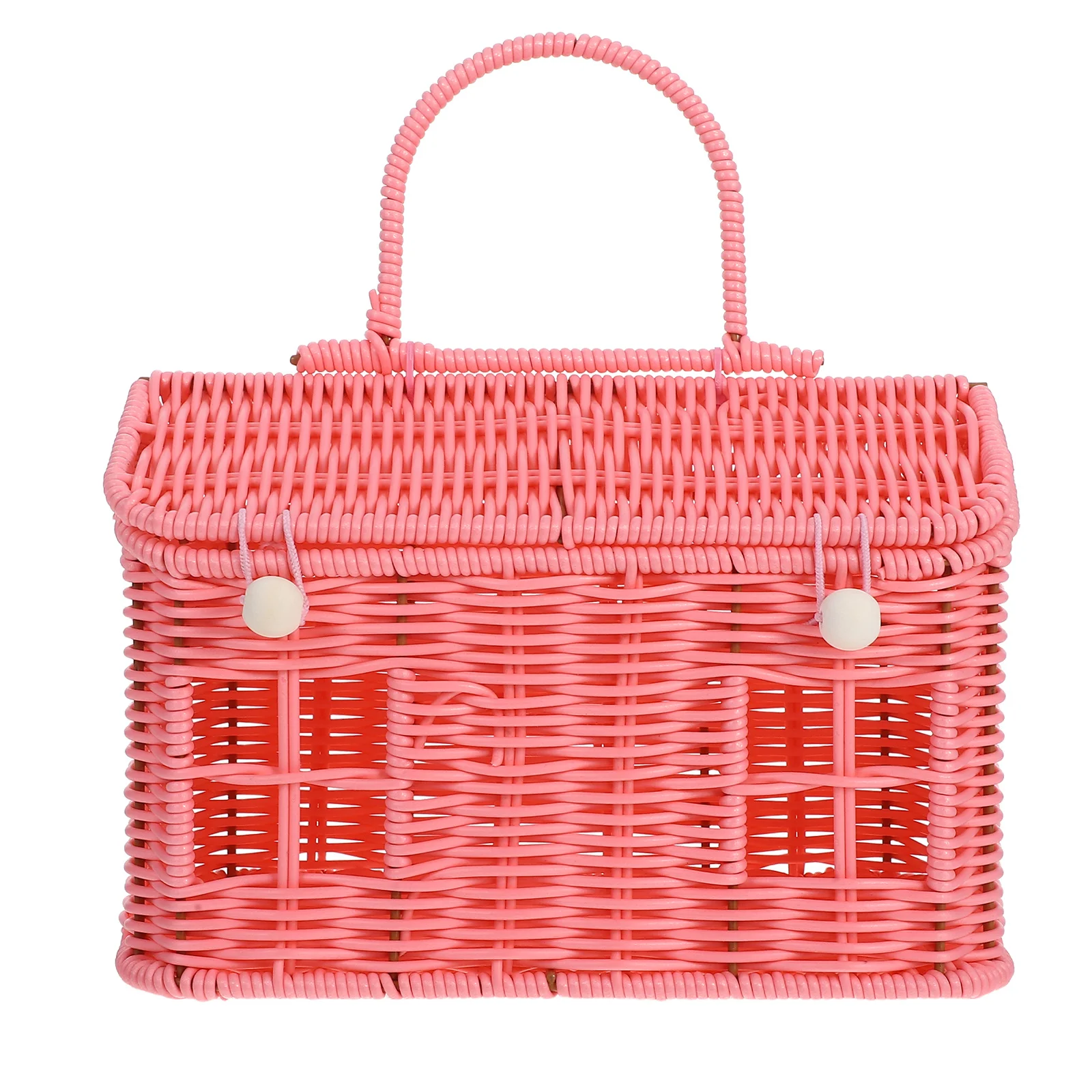 

Shaped Basket Faux Rattan Picnic Tote With Handle Spacious Storage For Camping Wedding Dessert Serving Woven